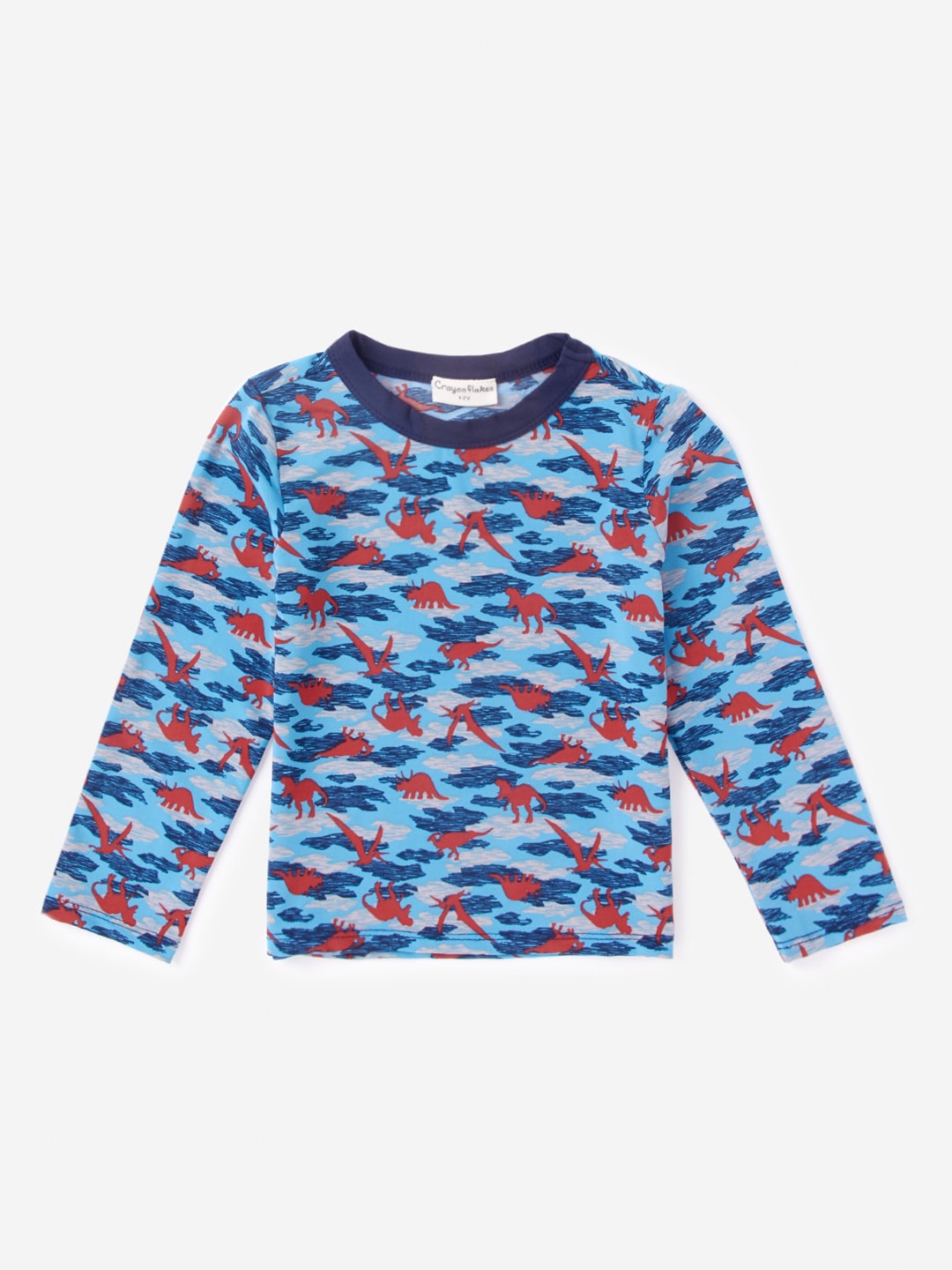 

Hopscotch Boys Blue & Red Printed Pure Cotton T-shirt