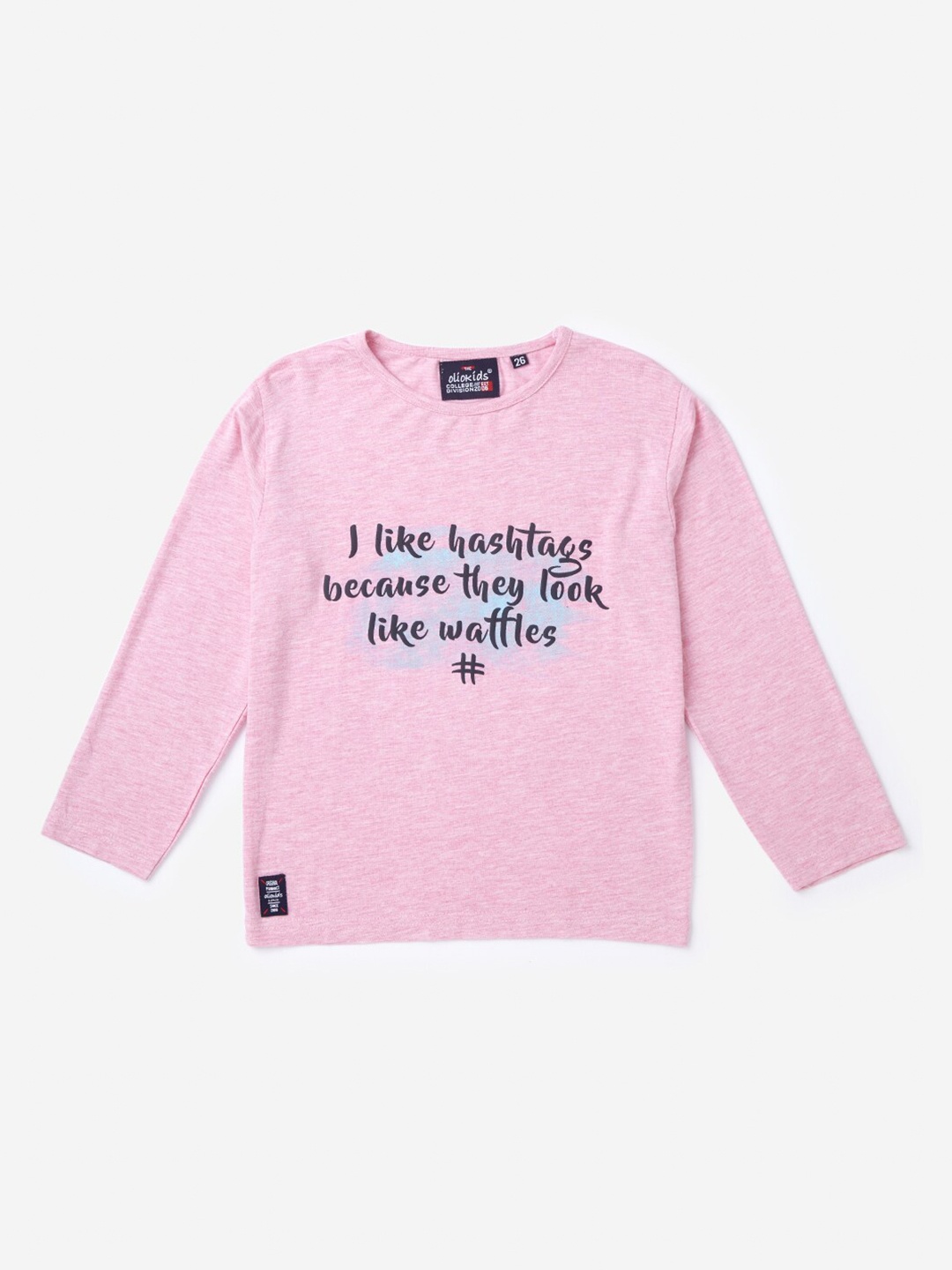 

Hopscotch Boys Pink Typography Printed Pure Cotton T-shirt