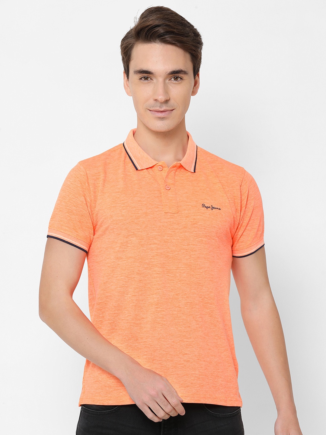 

Pepe Men Orange Polo Collar T-shirt