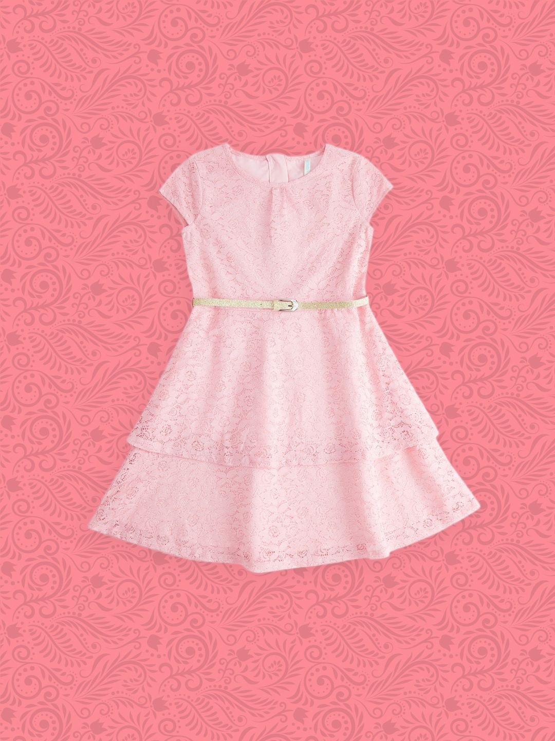 

Pantaloons Junior Peach-Coloured Dress With Belt