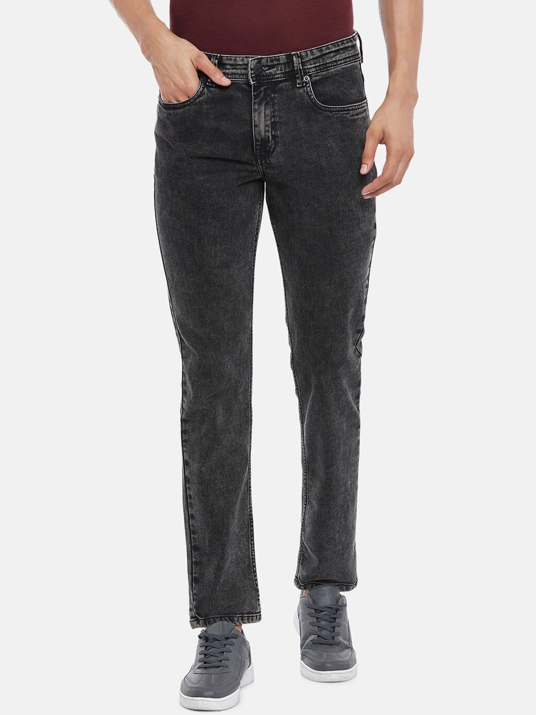 

People Men Grey Slim Fit Heavy Fade Jeans