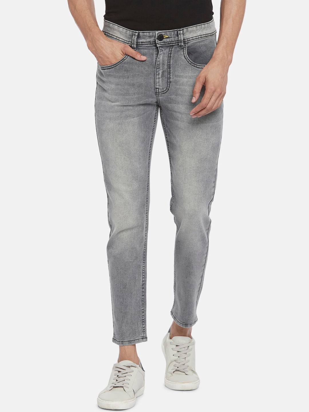 

People Men Grey Skinny Fit Heavy Fade Jeans