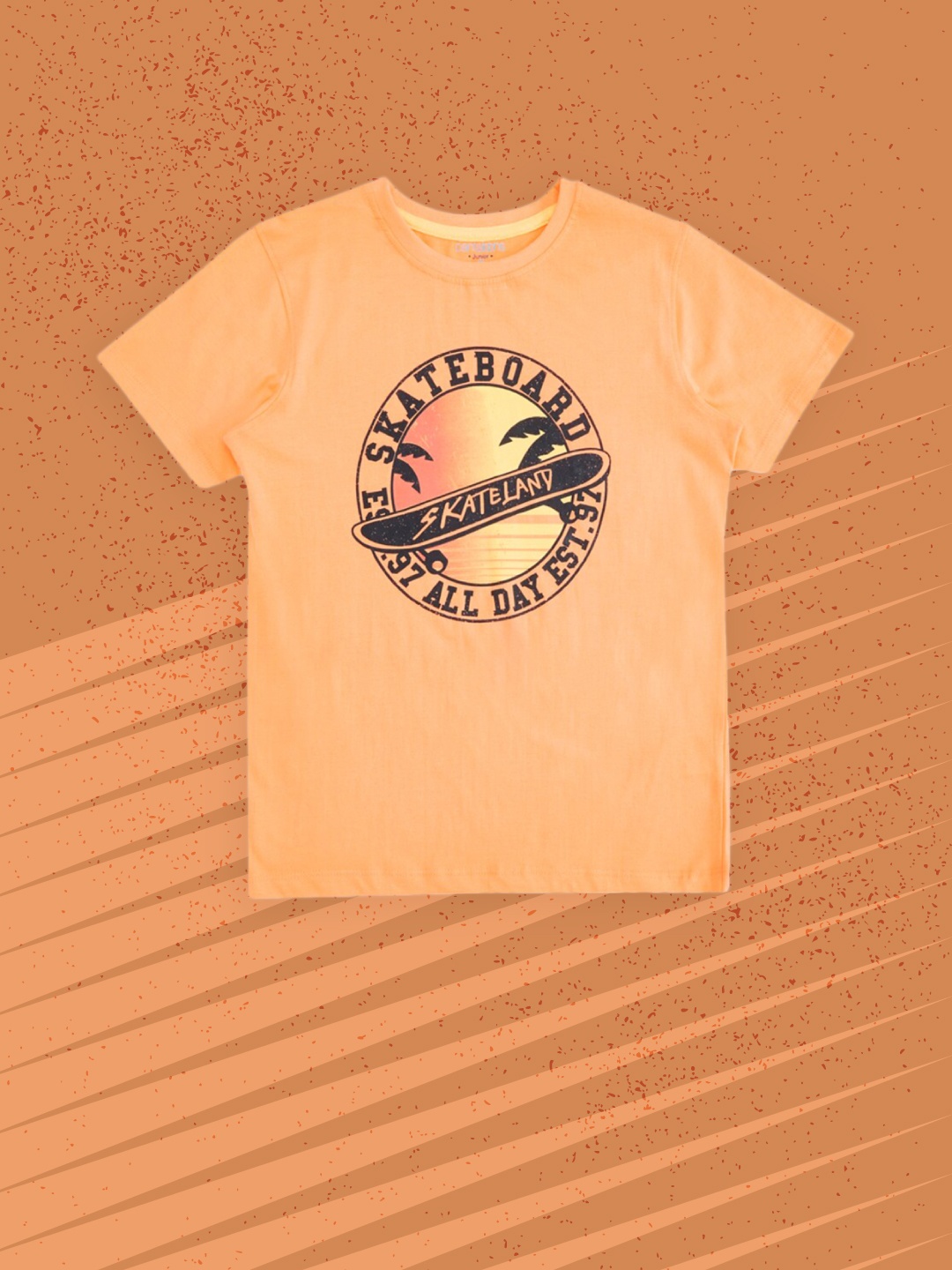 

Pantaloons Junior Boys Orange Typography Printed Pure Cotton Applique T-shirt