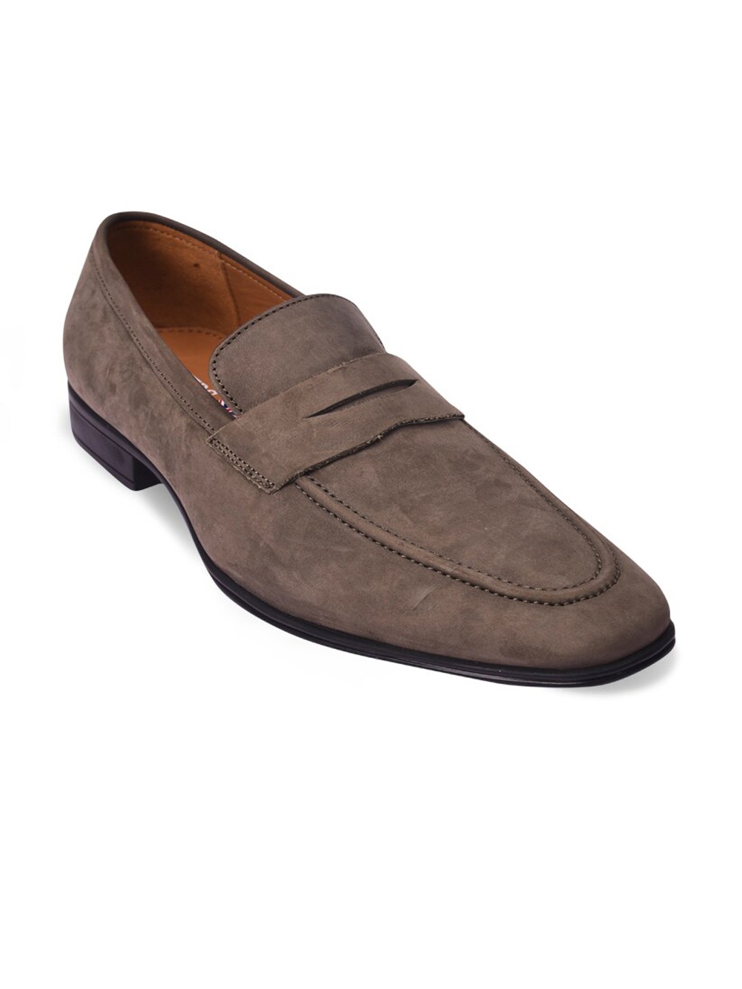 

Pavers England Men Olive Solid Leather Loafers