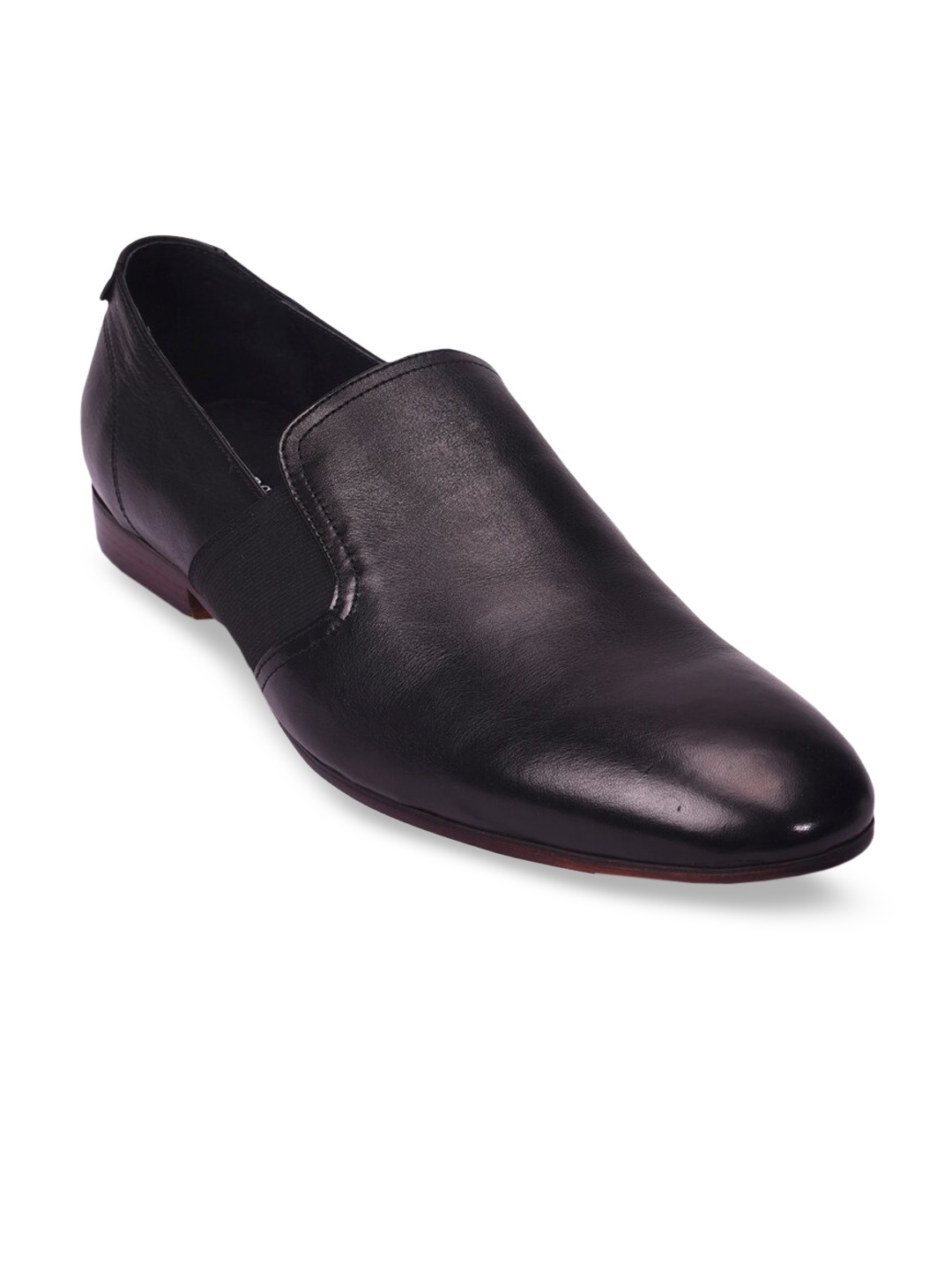 

Pavers England Men Black Solid Leather Formal Loafers