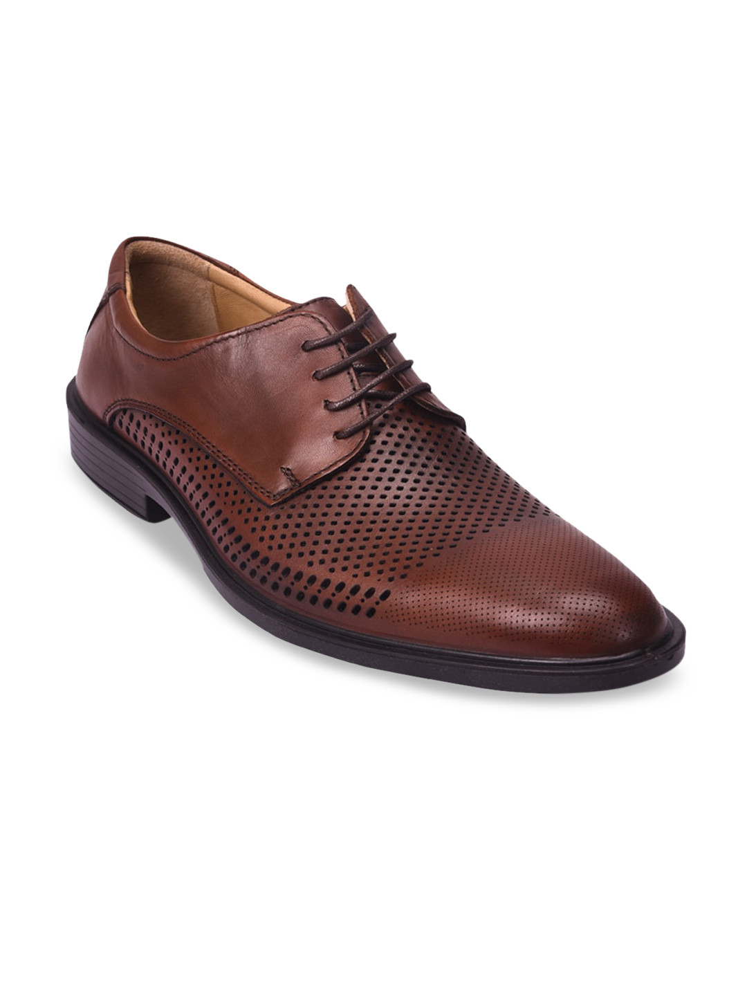 

Pavers England Men Brown Solid Leather Formal Brogues