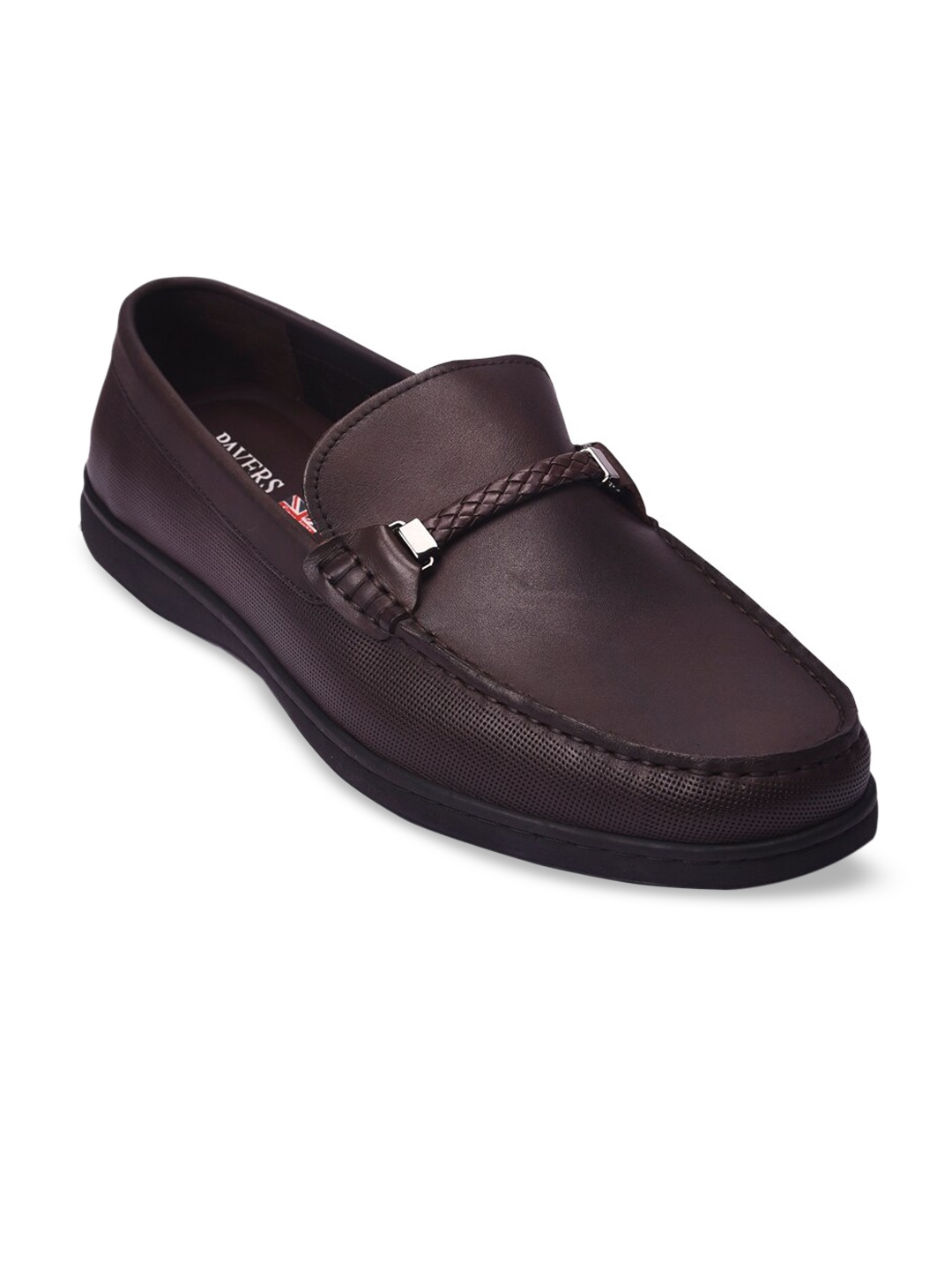 

Pavers England Men Coffee Brown Solid Leather Formal Loafers