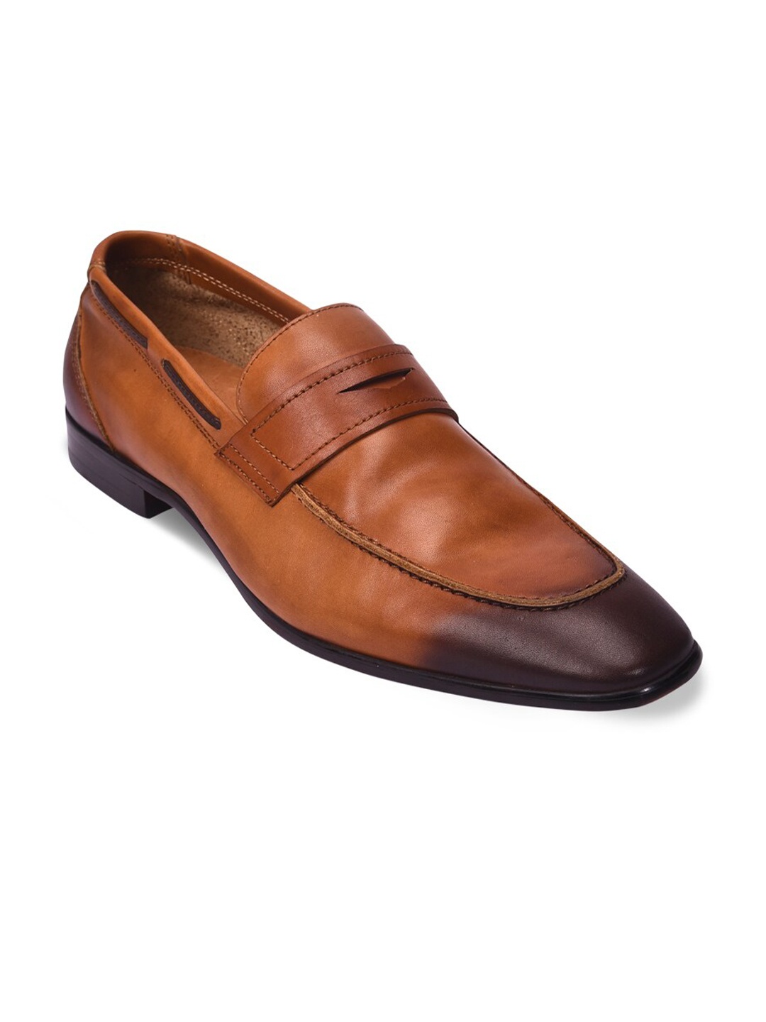 

Pavers England Men Tan Solid Leather Formal Loafers