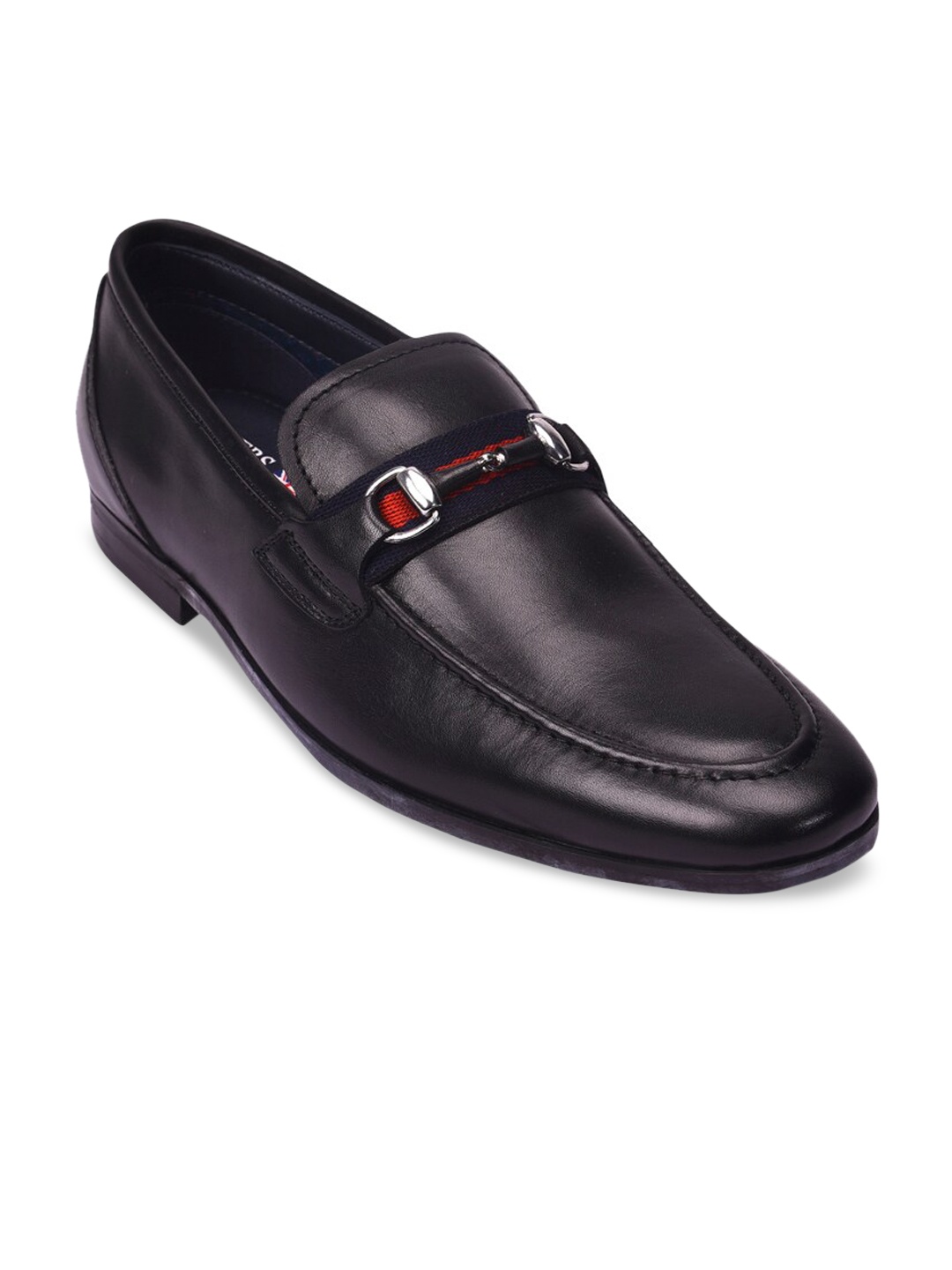 

Pavers England Men Black Solid Leather Formal Loafers