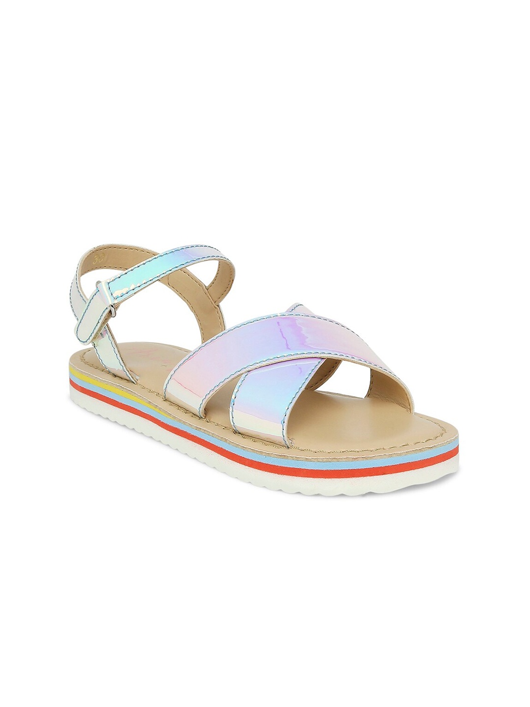 

Aria Nica Girls Silver PU Comfort Sandals