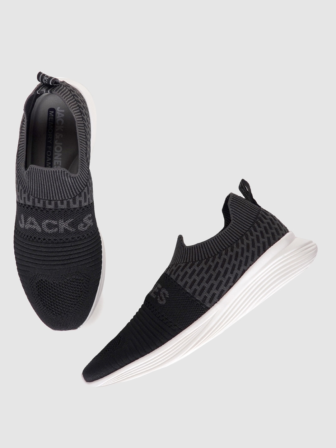 

Jack & Jones Men Black Woven Design Slip-On Sneakers