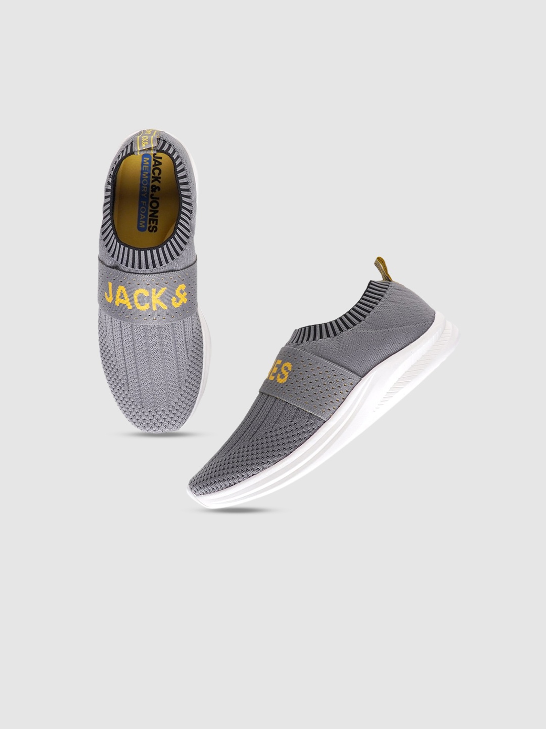 

Jack & Jones Men Grey Printed Slip-On Sneakers