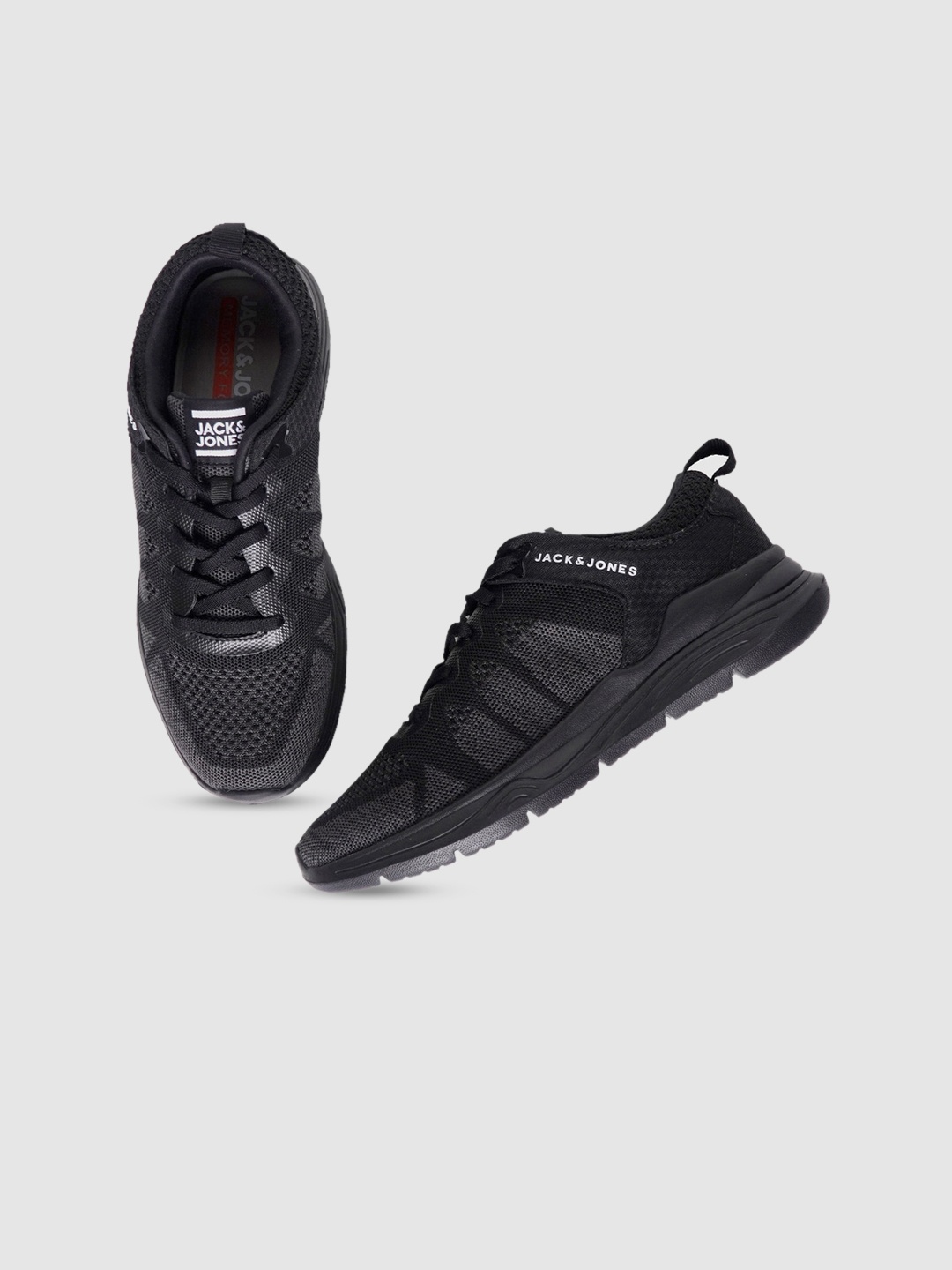 

Jack & Jones Men Black Woven Design Sneakers