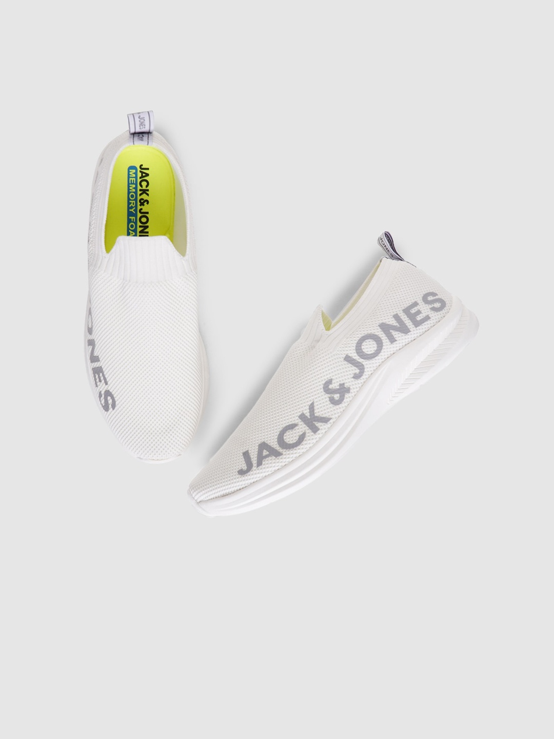 

Jack & Jones Men White Printed Slip-On Sneakers
