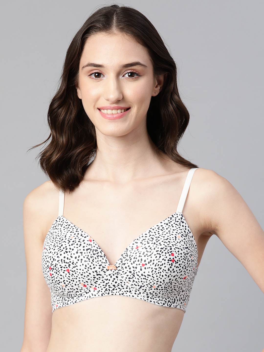 

Marks & Spencer Off-White & Black Heart Print T-shirt Bra - Lightly Padded