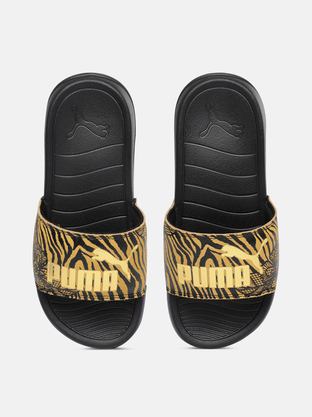 

Puma Women Black & Yellow Printed Sliders