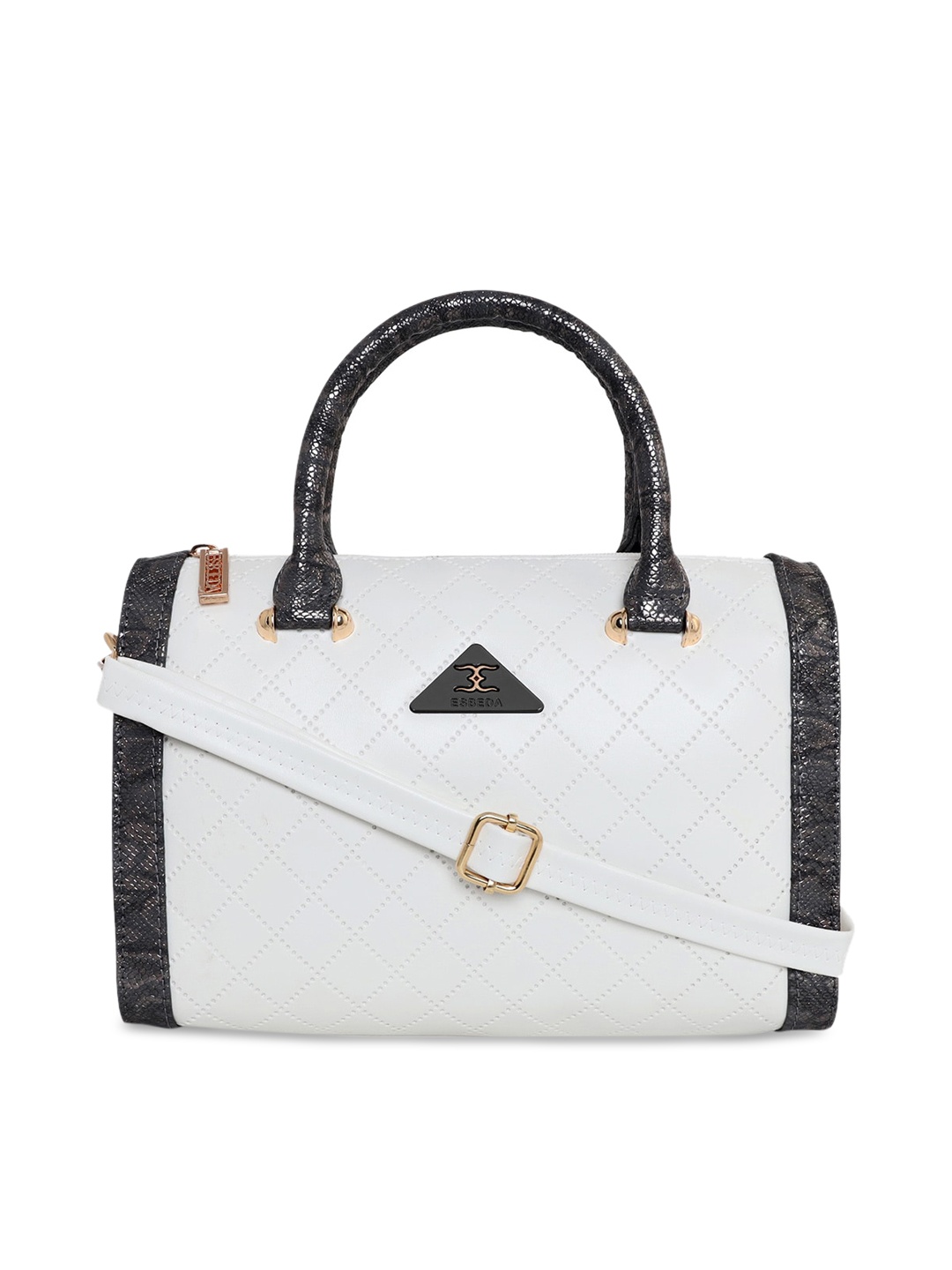 

ESBEDA White PU Structured Handheld Bag With Quilted Detail