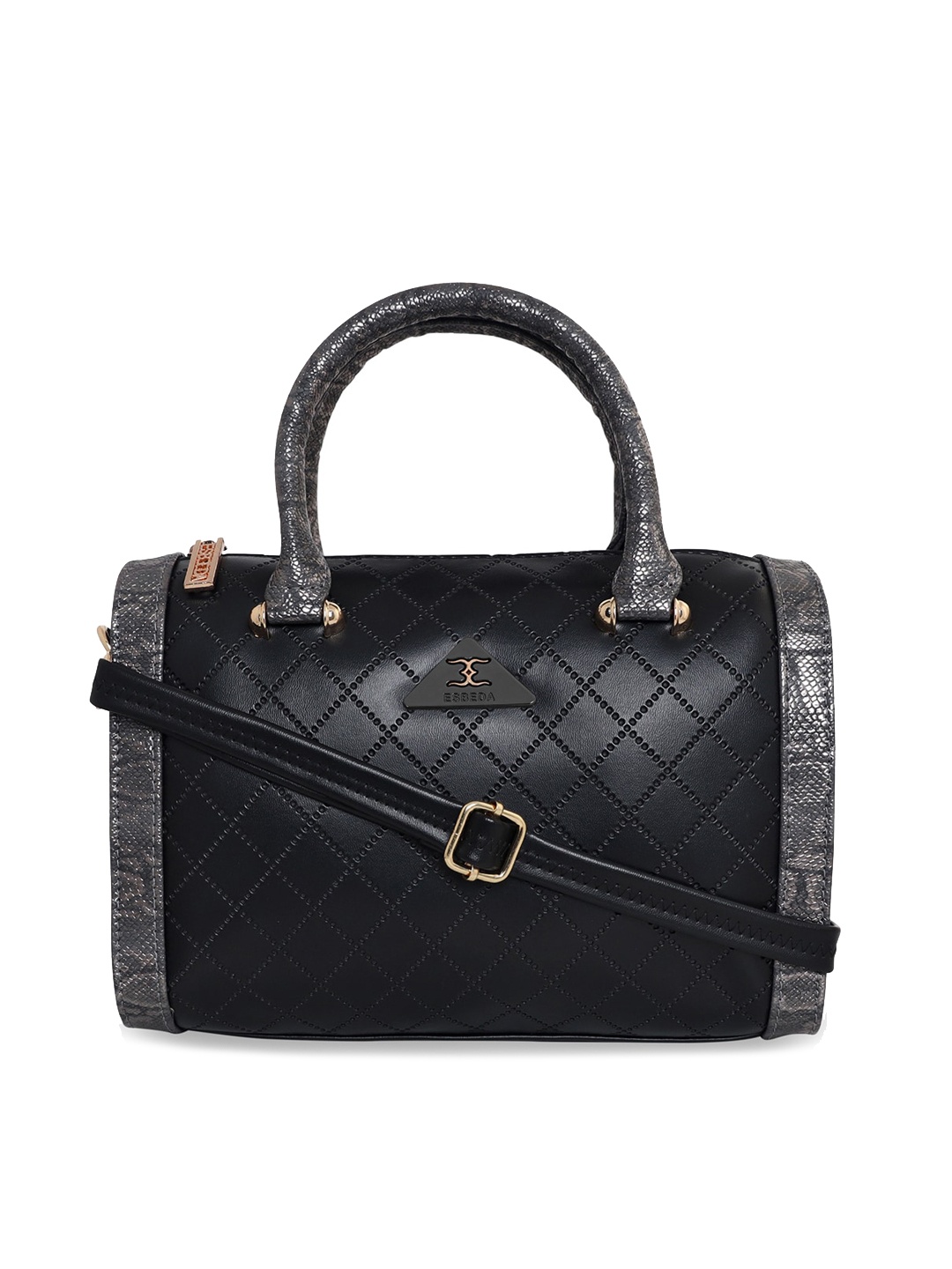 

ESBEDA Black Textured PU Structured Handheld Bag with Quilted