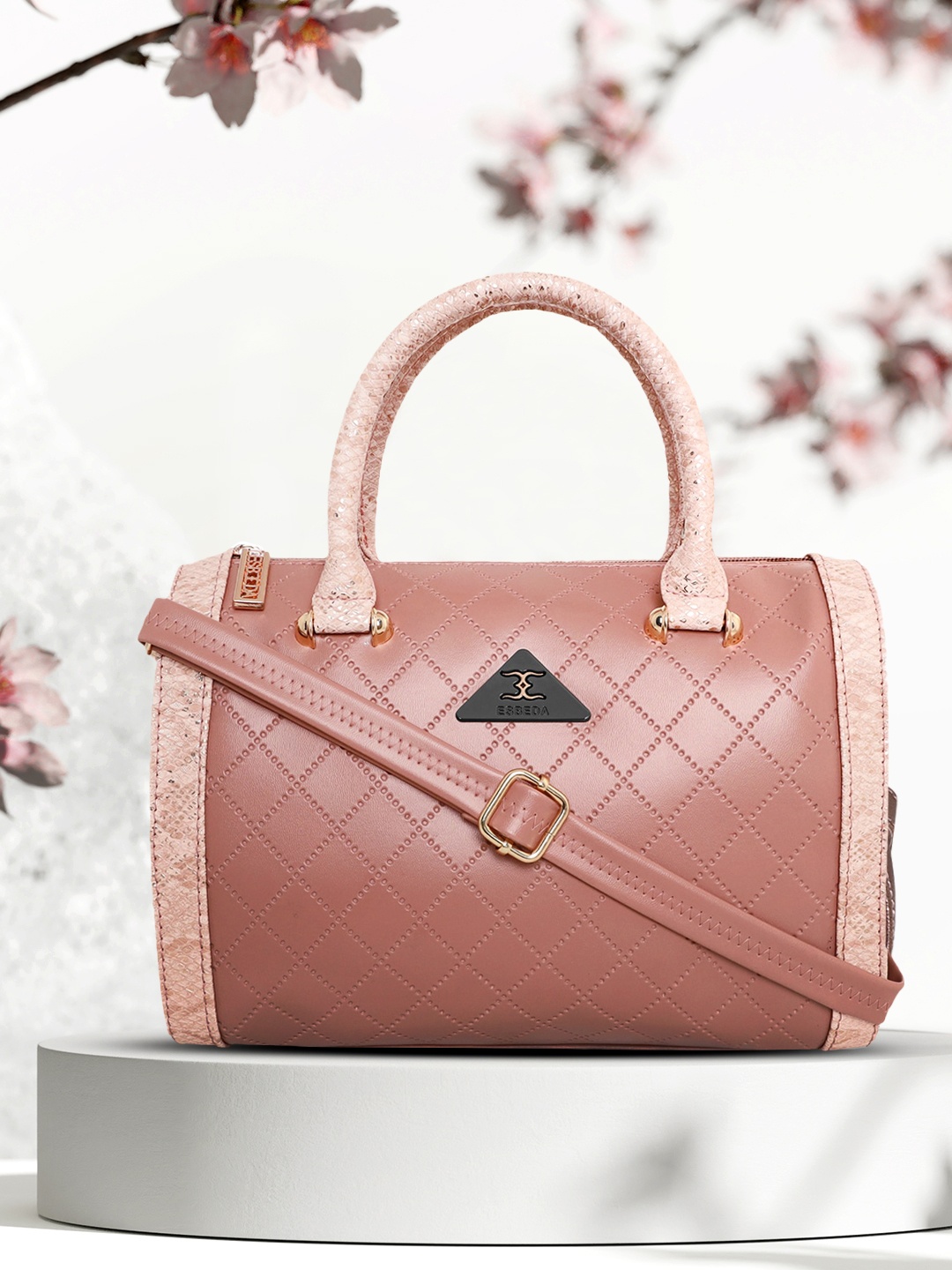 

ESBEDA Peach-coloured PU Structured Handheld Bag