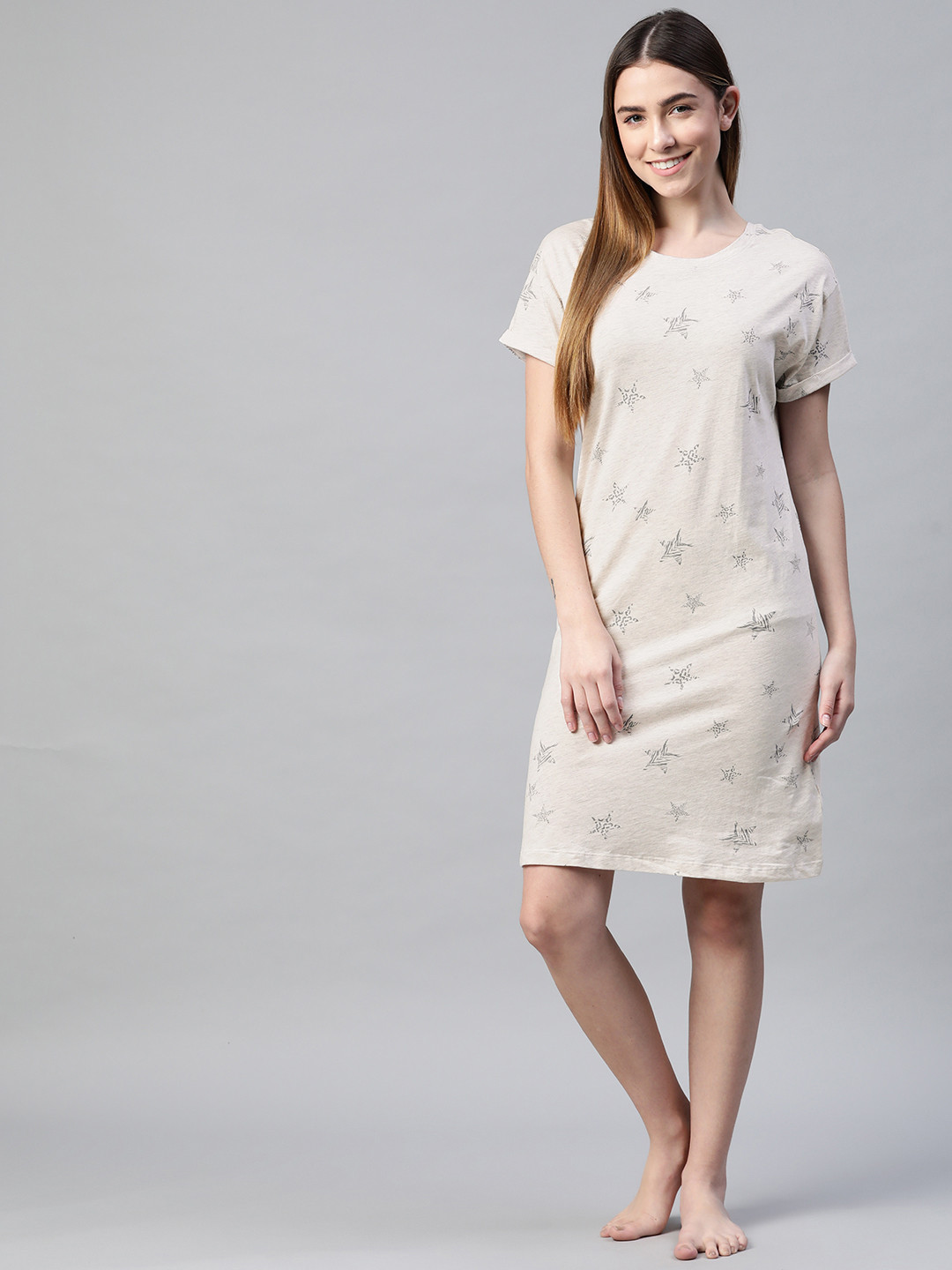 

Marks & Spencer Off White & Grey Printed Nightdress