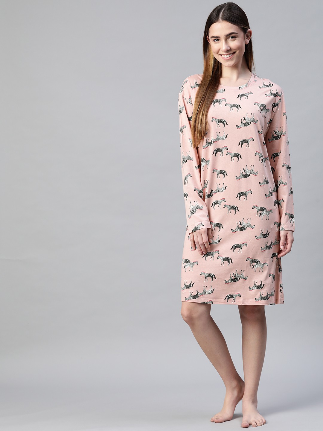 

Marks & Spencer Pink & Black Printed Cotton Nightdress