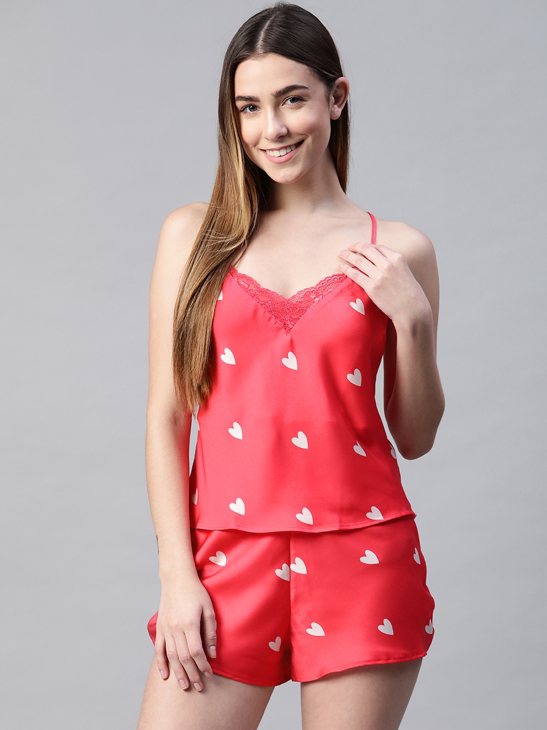 

Marks & Spencer Women Pink & White Printed Night suit