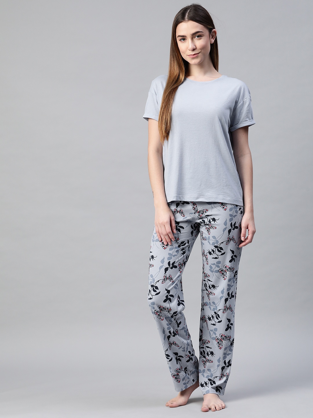 

Marks & Spencer Women Blue Printed Night suit