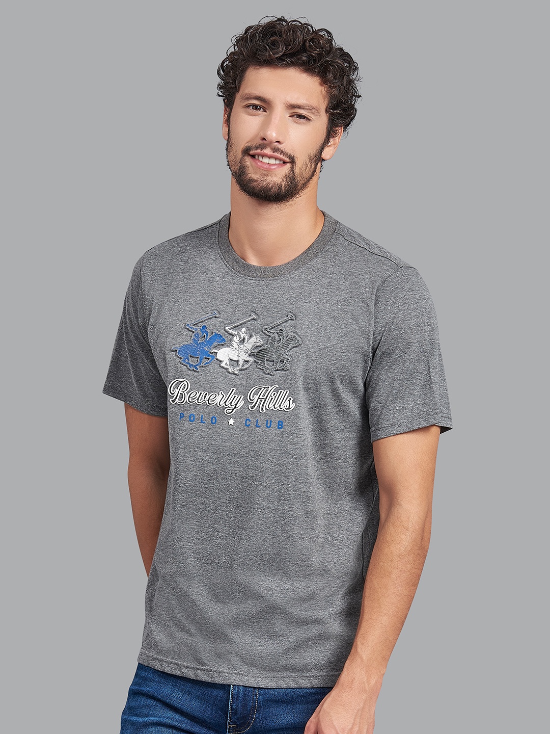 

Beverly Hills Polo Club Men Black Printed Cotton T-shirt