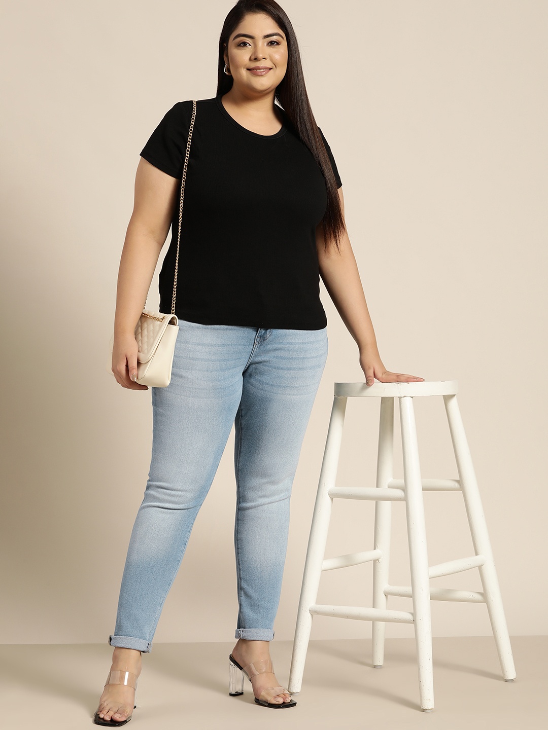 

Sztori Women Plus Size Skinny Fit Light Fade Jeans, Blue