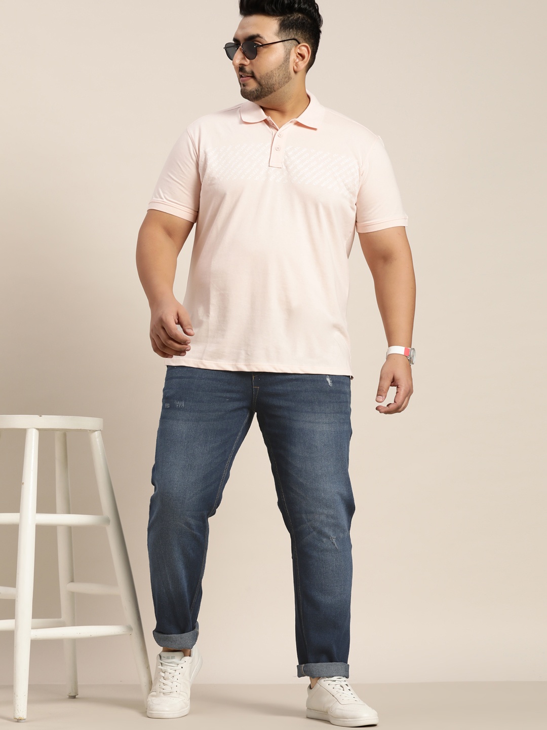 

Sztori Men Plus Size Navy Blue Slim Tapered Fit Stretchable Jeans