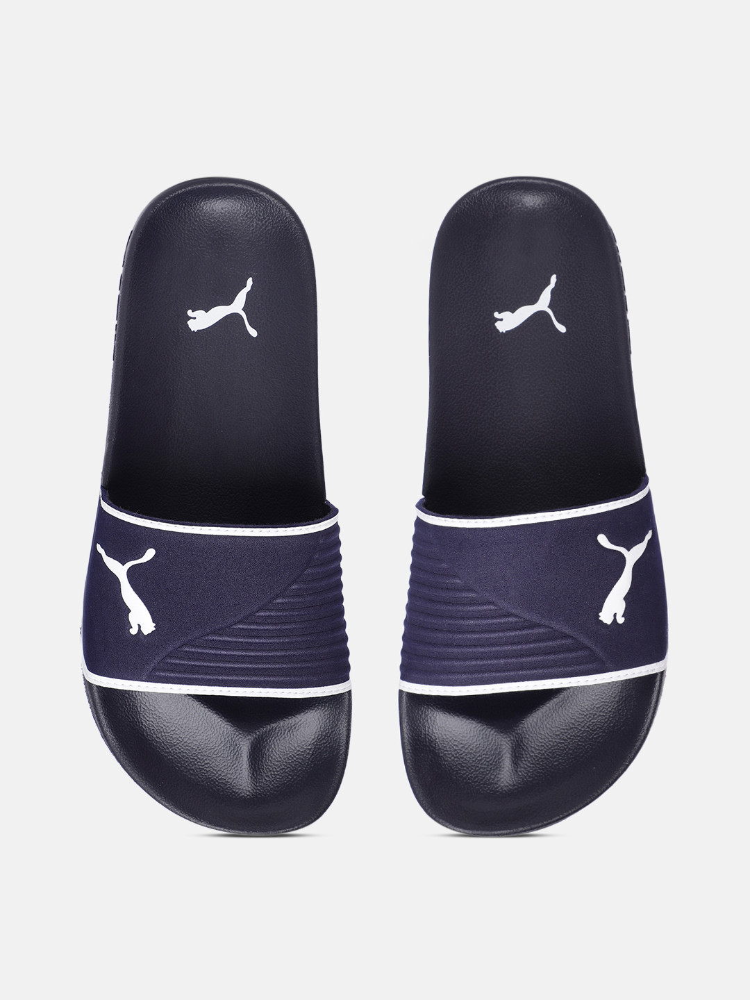 

Puma Unisex Navy Blue Textured & Brand Logo Printed Leadcat 2.0 Shower Sliders