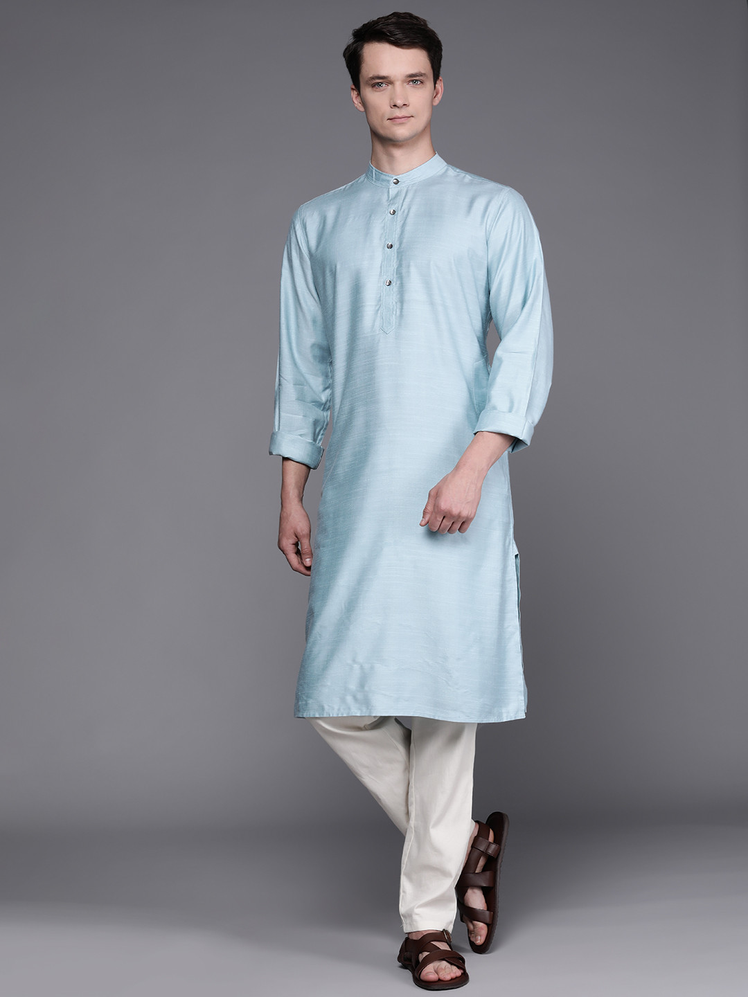 

Fabindia Men Blue Solid Kurta