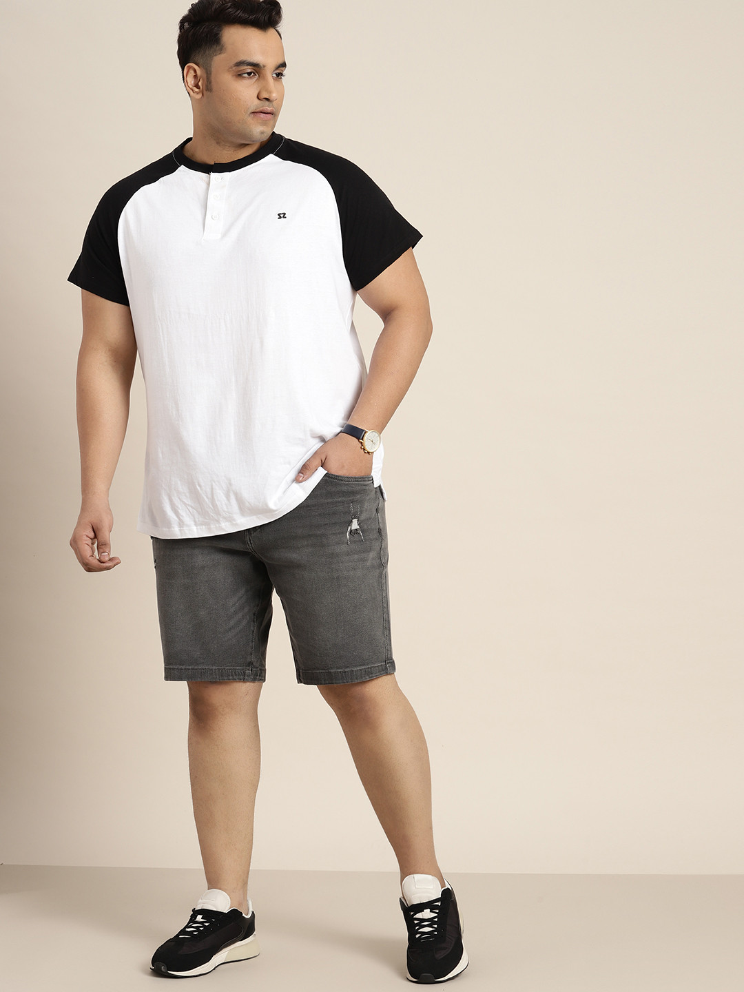 

Sztori Men Plus Size Denim Regular Fit Shorts, Charcoal