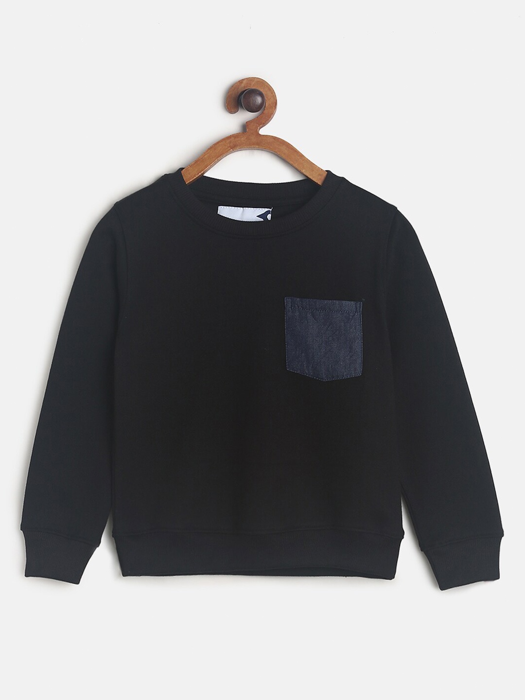 

TALES & STORIES Boys Black Casual Polycotton Solid Sweatshirt