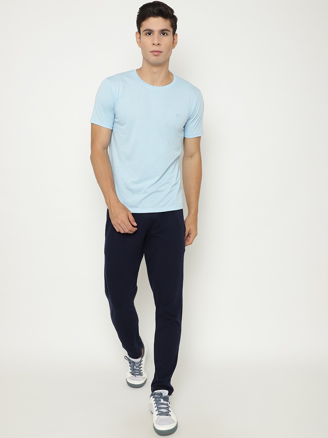 

Chkokko Men Blue & Navy Blue Cotton Tracksuit
