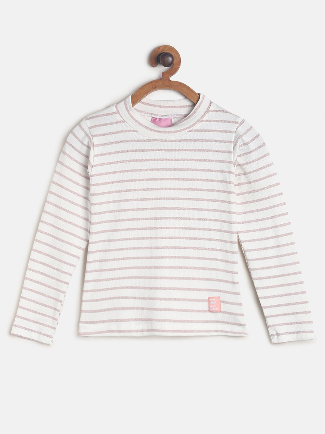 

TALES & STORIES Girls Cream Striped T-shirt