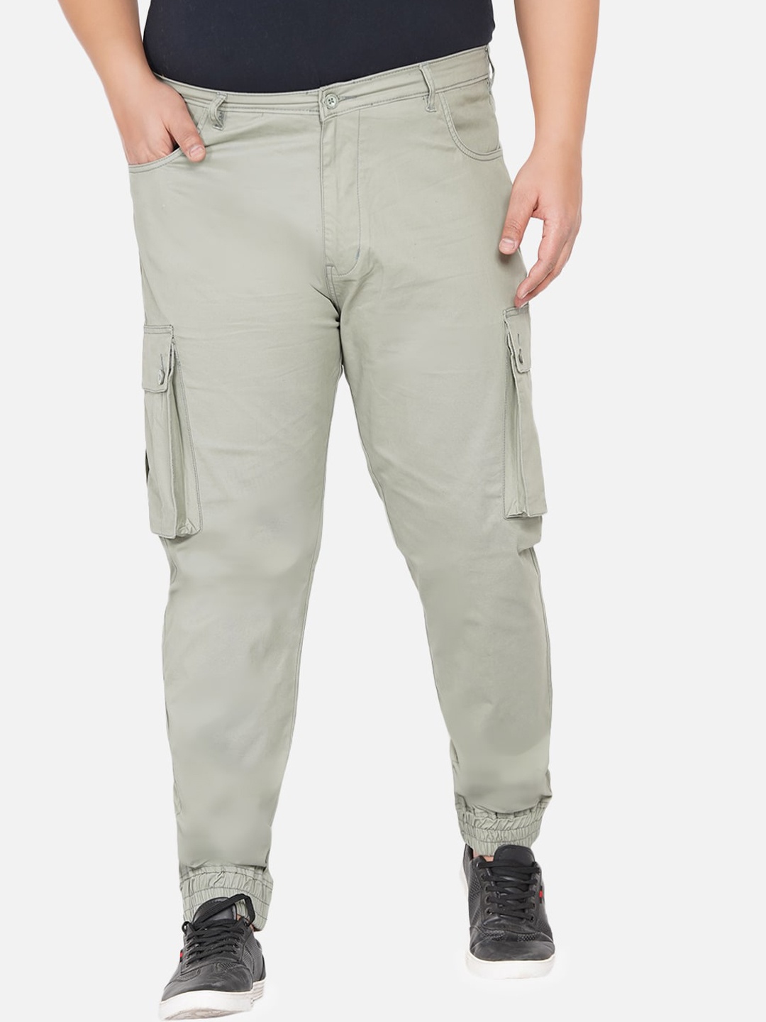 

John Pride Men Plus Size Olive Green Easy Wash Cargos Joggers