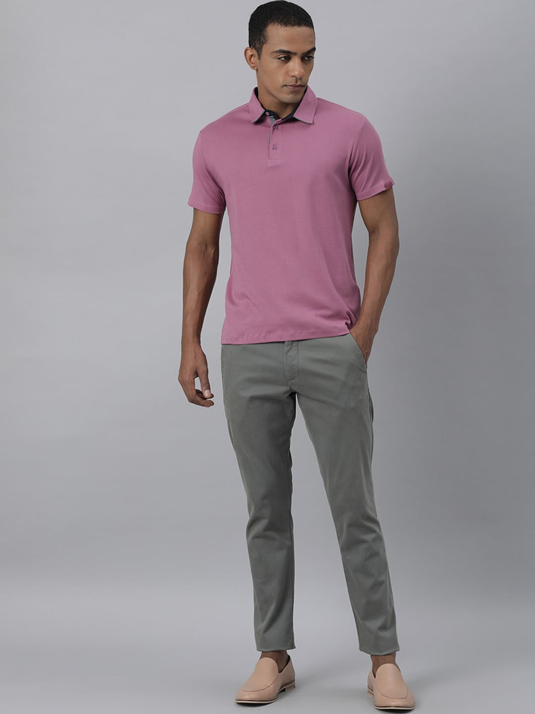 

RARE RABBIT Men Rings-4 Slim Fit Solid Polo Collar T-Shirt, Purple