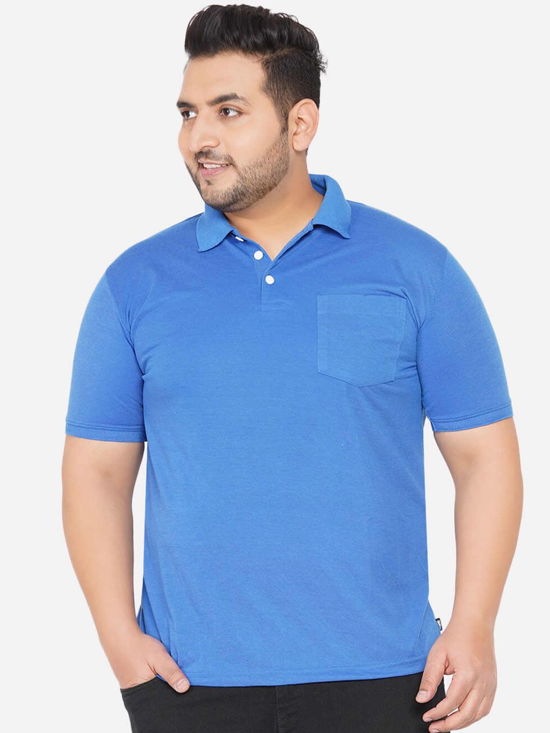 

John Pride Men Blue Polo Collar T-shirt