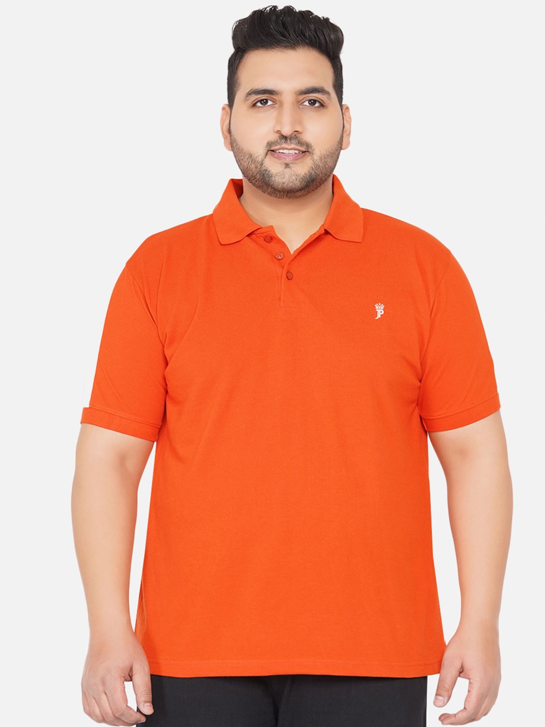 

John Pride Plus Size Polo Collar T-shirt, Orange