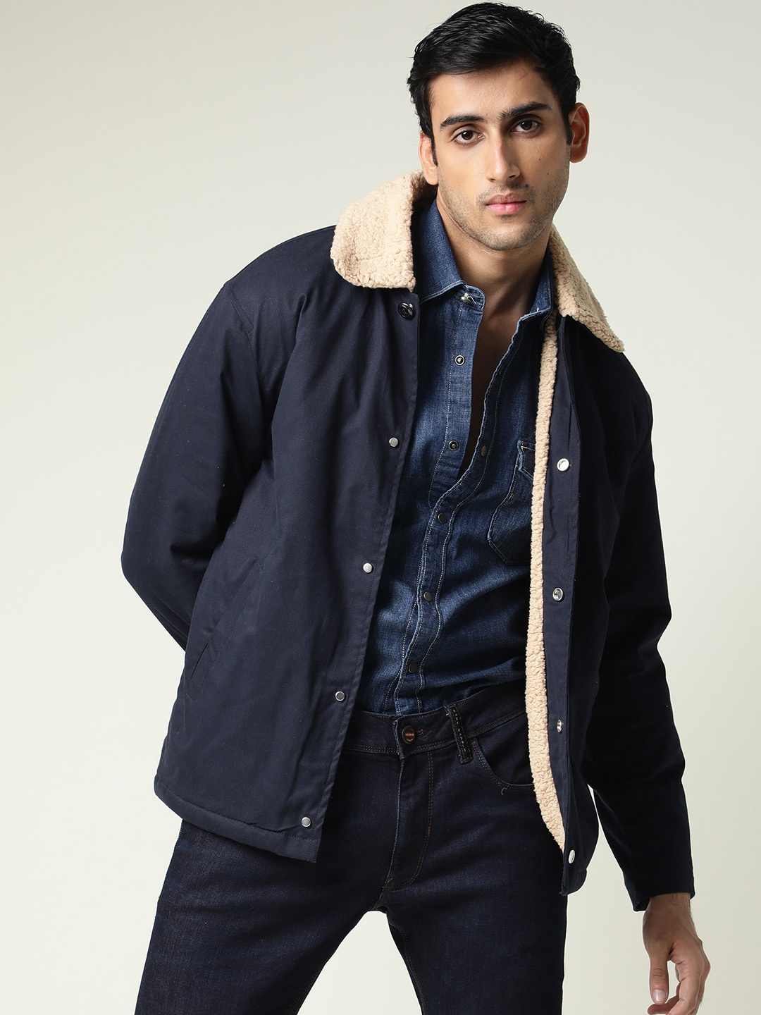

RARE RABBIT Men Sherp Slim Fit Jacket, Navy blue