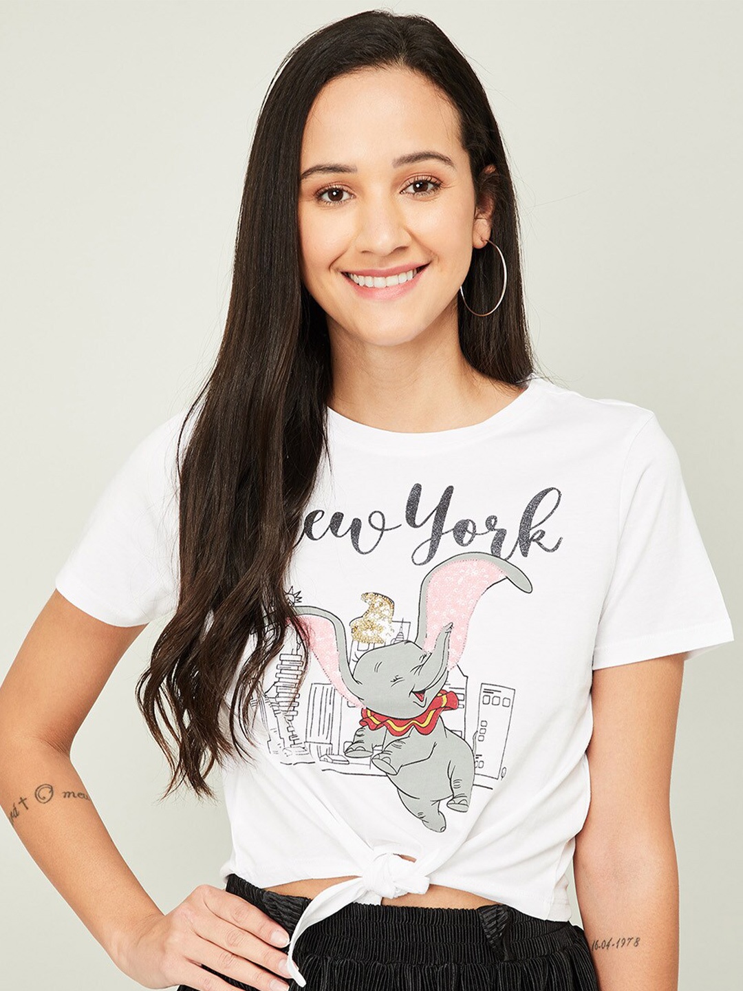 

Ginger by Lifestyle White Print Crop Top