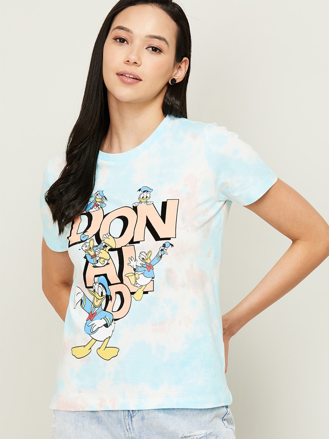 

Ginger by Lifestyle Turquoise Blue & Pink Donald Duck Print Top
