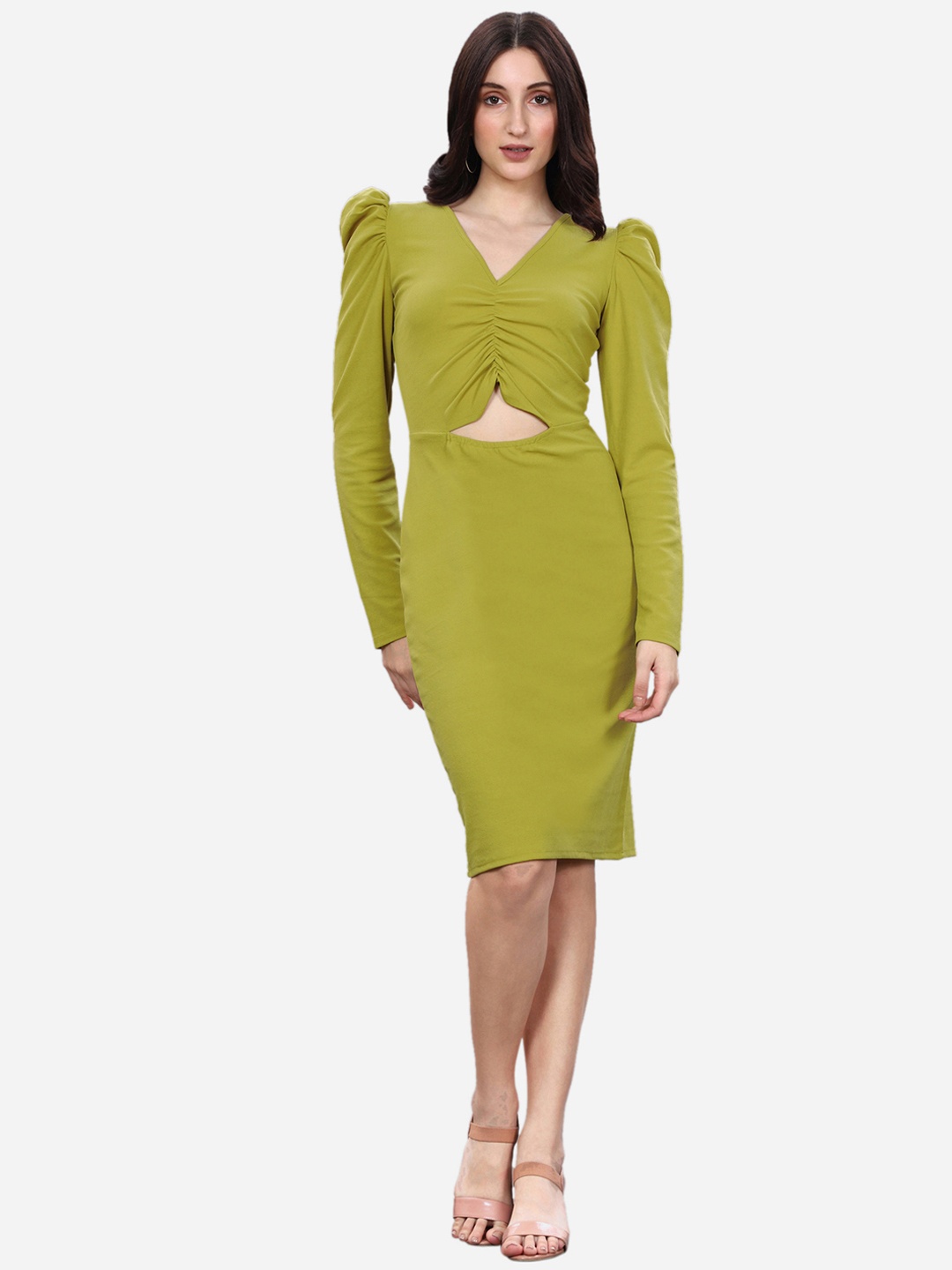 

Selvia Lime Green Lycra Sheath Dress