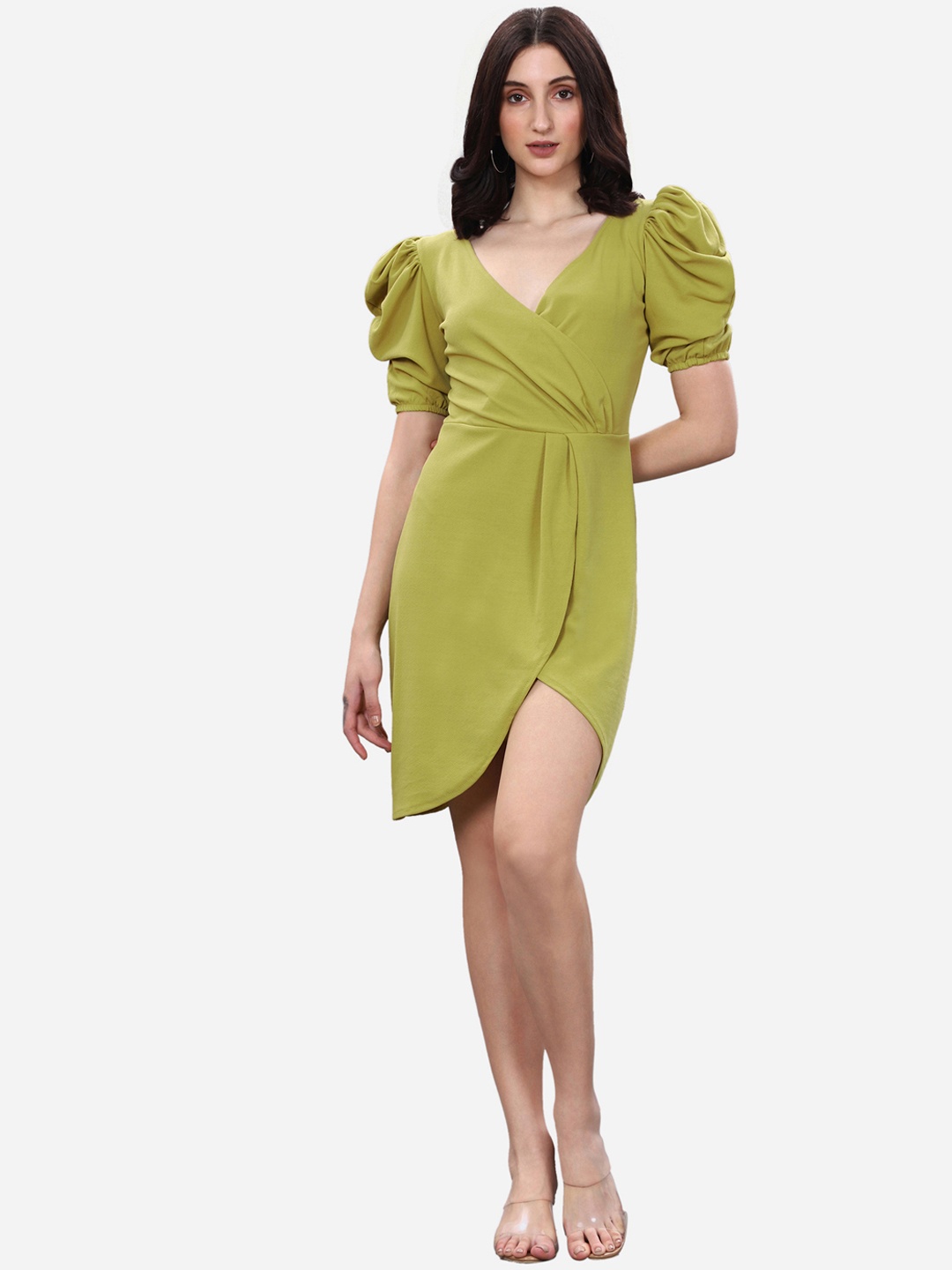 

Selvia Women Green Solid Wrap Dress