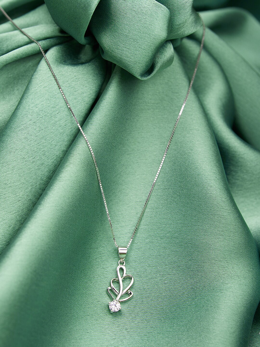 

GIVA 925 Sterling Silver Rhodium Plated Zircon Branch Necklace with Box Chain