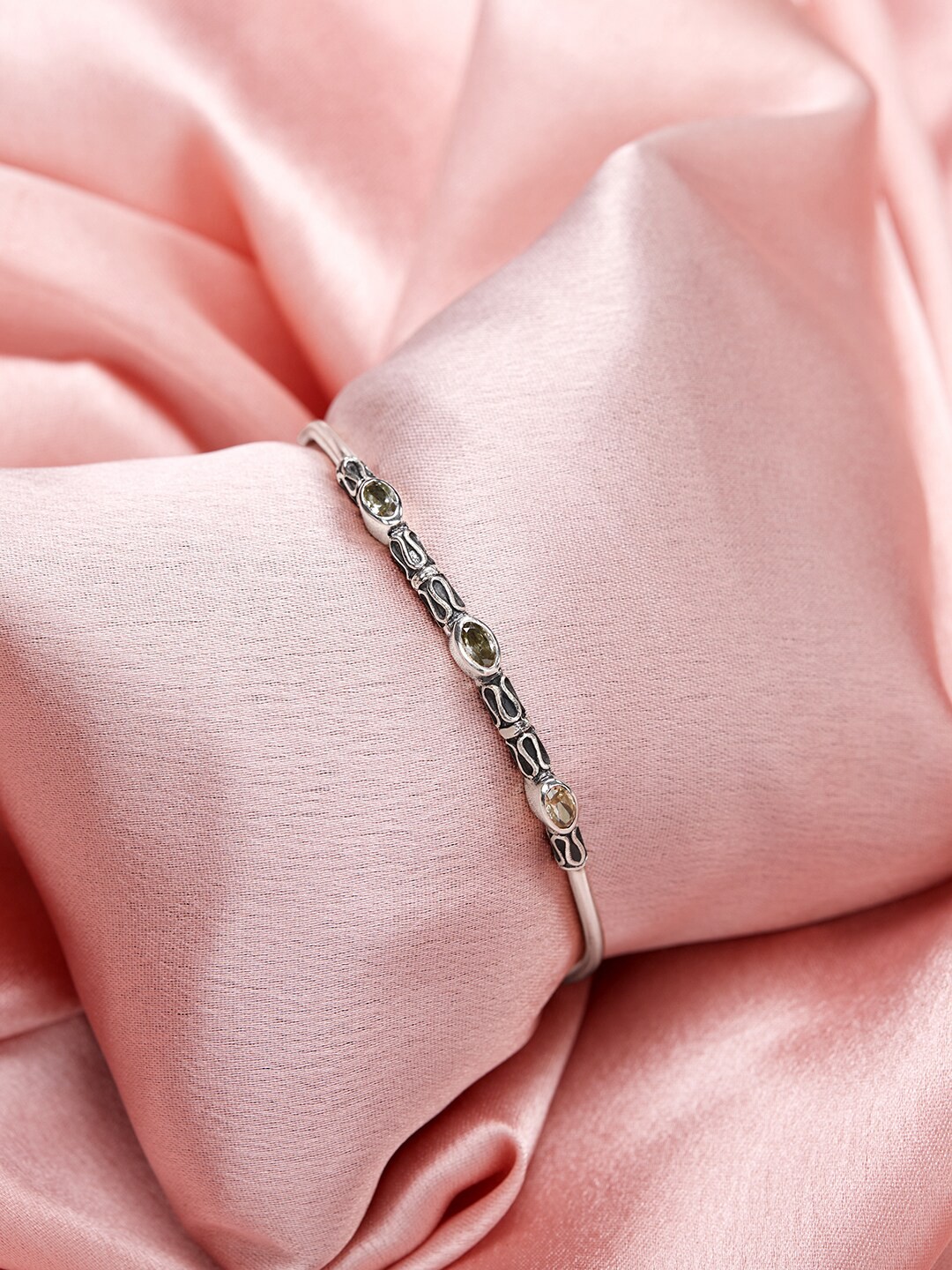 

GIVA Woman 925 Sterling Silver Oxidised Topaz Rhodium-Plated Cuff Bracelet
