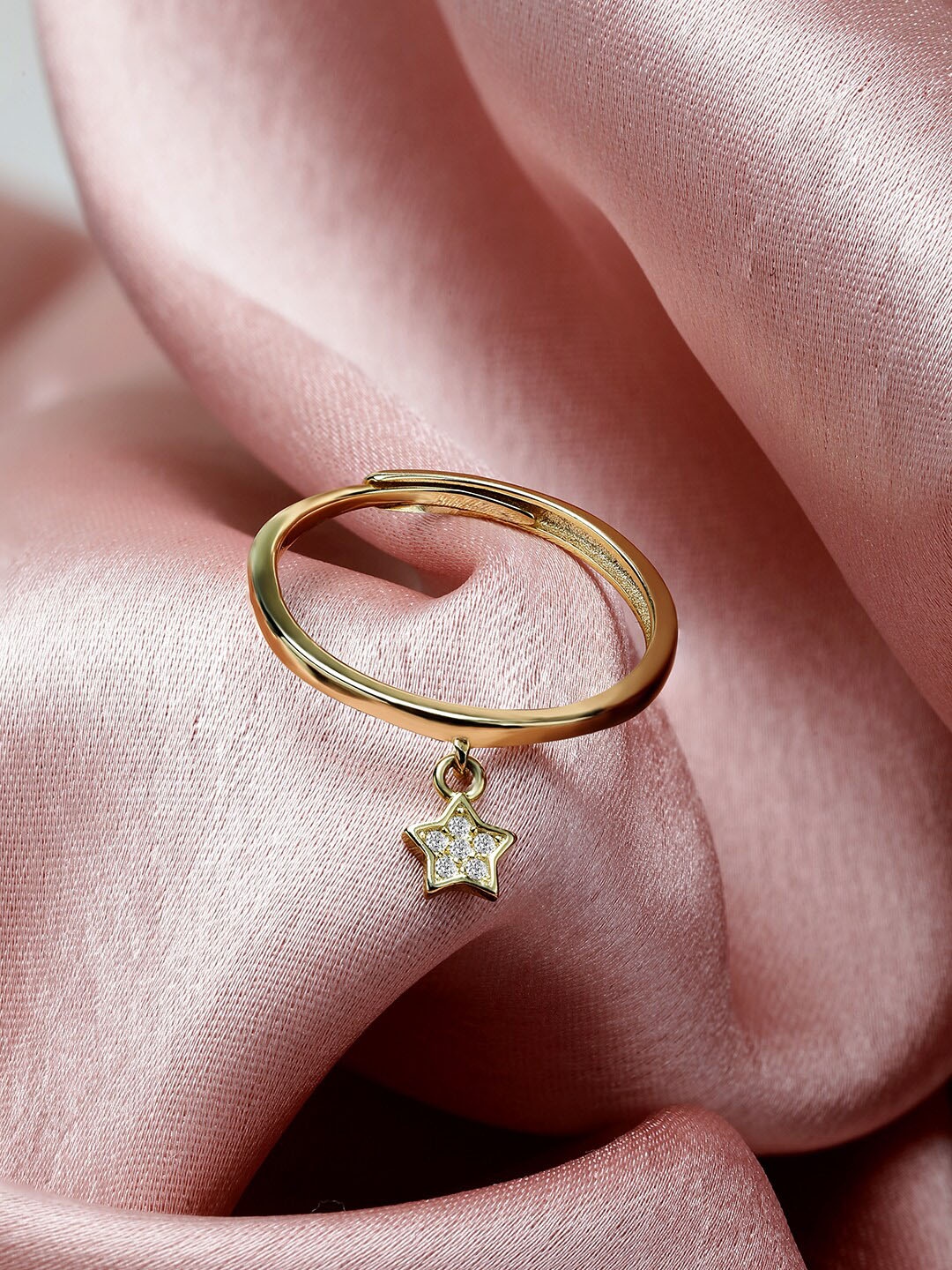 

GIVA 925 Sterling Silver 18k Gold Plated Starstruck Adjustable Ring