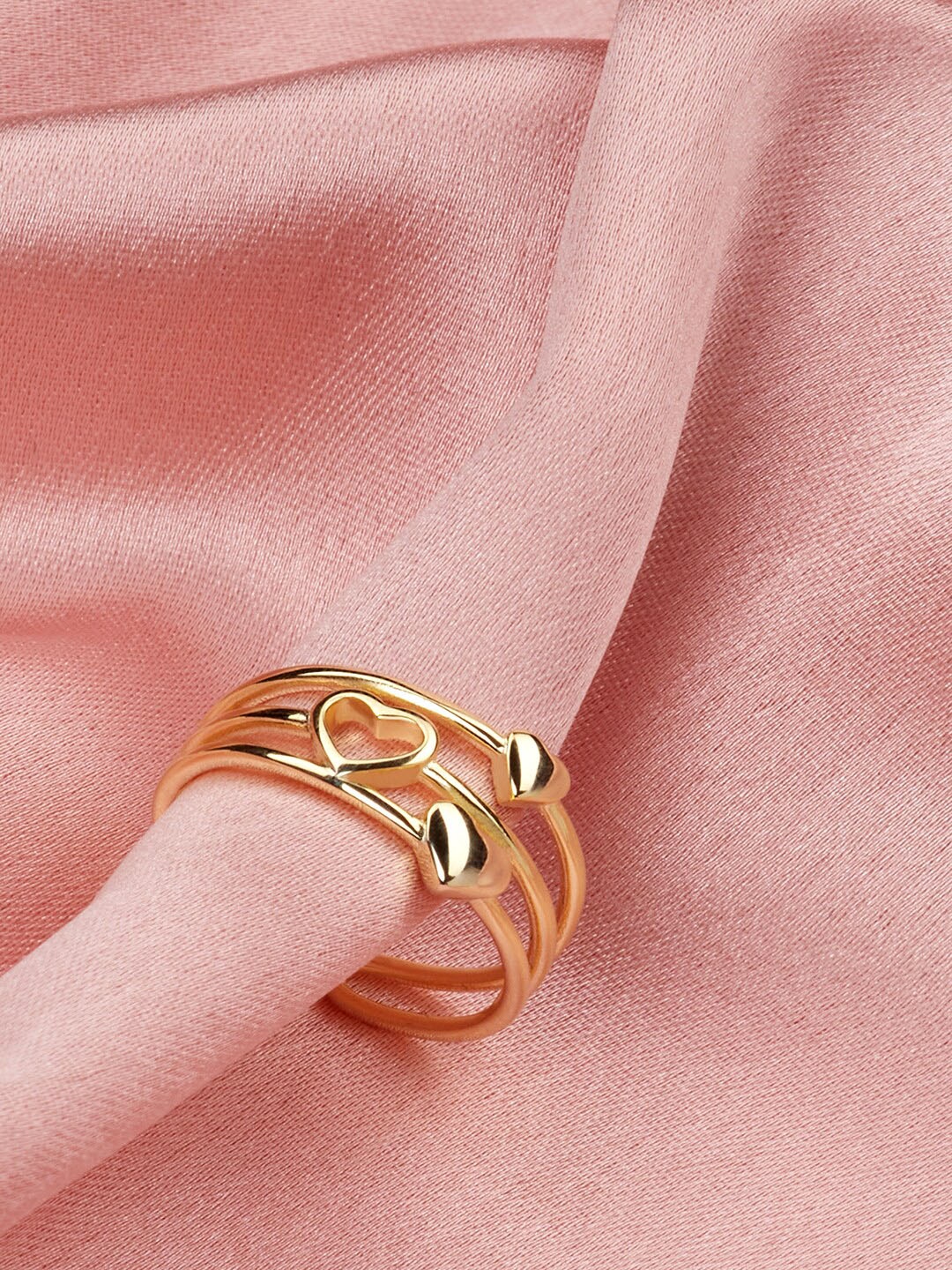 

GIVA 925 Sterling Silver 18k Gold Plated Dual Heart Love Ring, Rose gold
