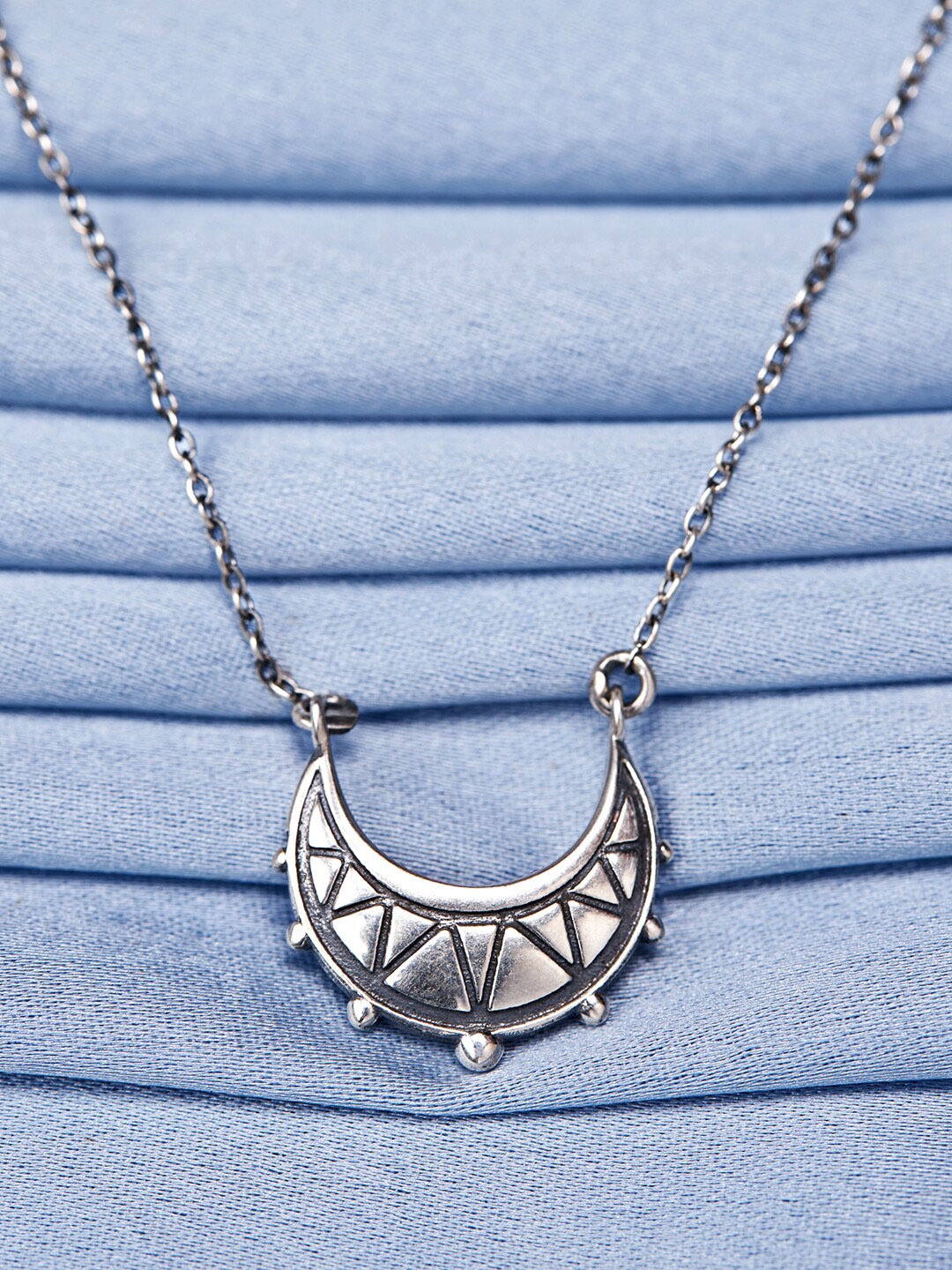

GIVA 925 Sterling Silver Oxidised Tribal Crecsent Necklace